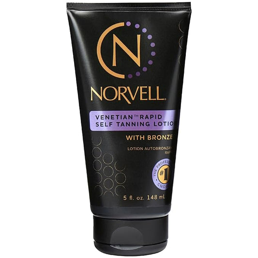Norvell Venetian Rapid Sunless Self Tanner Lotion 5 fl oz – Professional Fast Acting Self Tanning Cream for Natural Bronze Glow, Streak Free, Long Lasting, Anti Orange Fake Tan