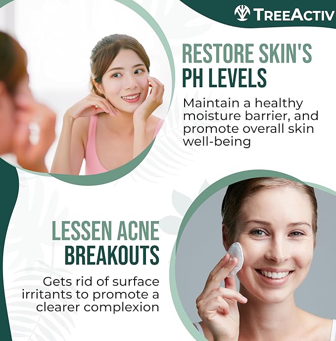 TreeActiv Balancing Herbal Toner | Facial Skin Moisturizer | Witch Hazel | Rose Water | Clary Sage | Tea Tree | Natural Astringent | Alcohol-Free | Reduce Oily Face Acne | Men, Women, Teens | 4 fl oz