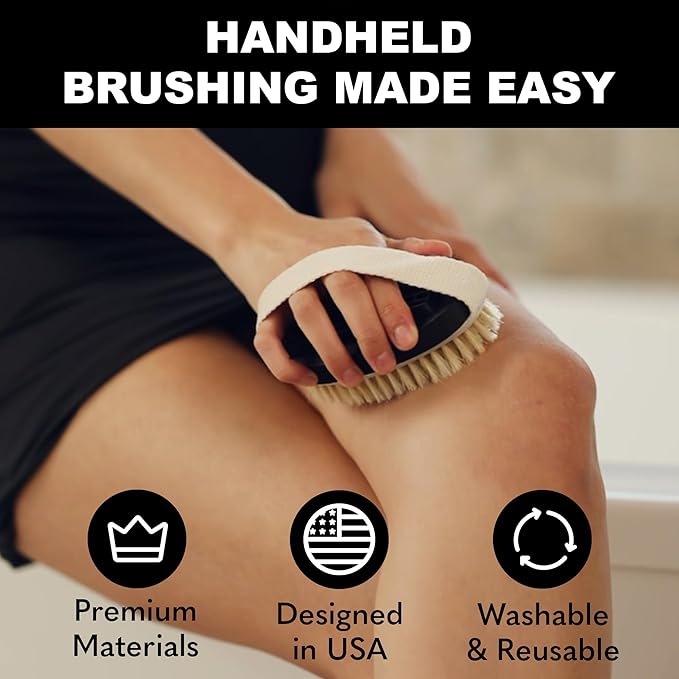 Bearback Dry Brushing Body Brush. Natural Bristle Exfoliating Brush. Smooth Skin | Cellulite Treatment | Lymphatic Drainage | Blood Circulation. Fits Original Bearback Handle. American Small Business