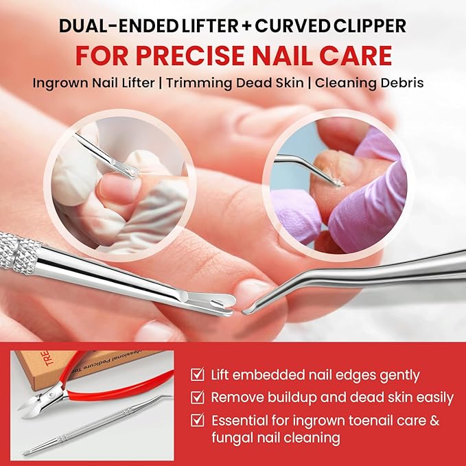 Treatonic Ingrown Toenail Treatment Kit – Nail Softening Drops & Precision Clippers Removal Set for Ingrown Toenail Care, Thick Curved Nails, Hard-to-Trim Toenails – Ingrown Toenail Tool for Home Use
