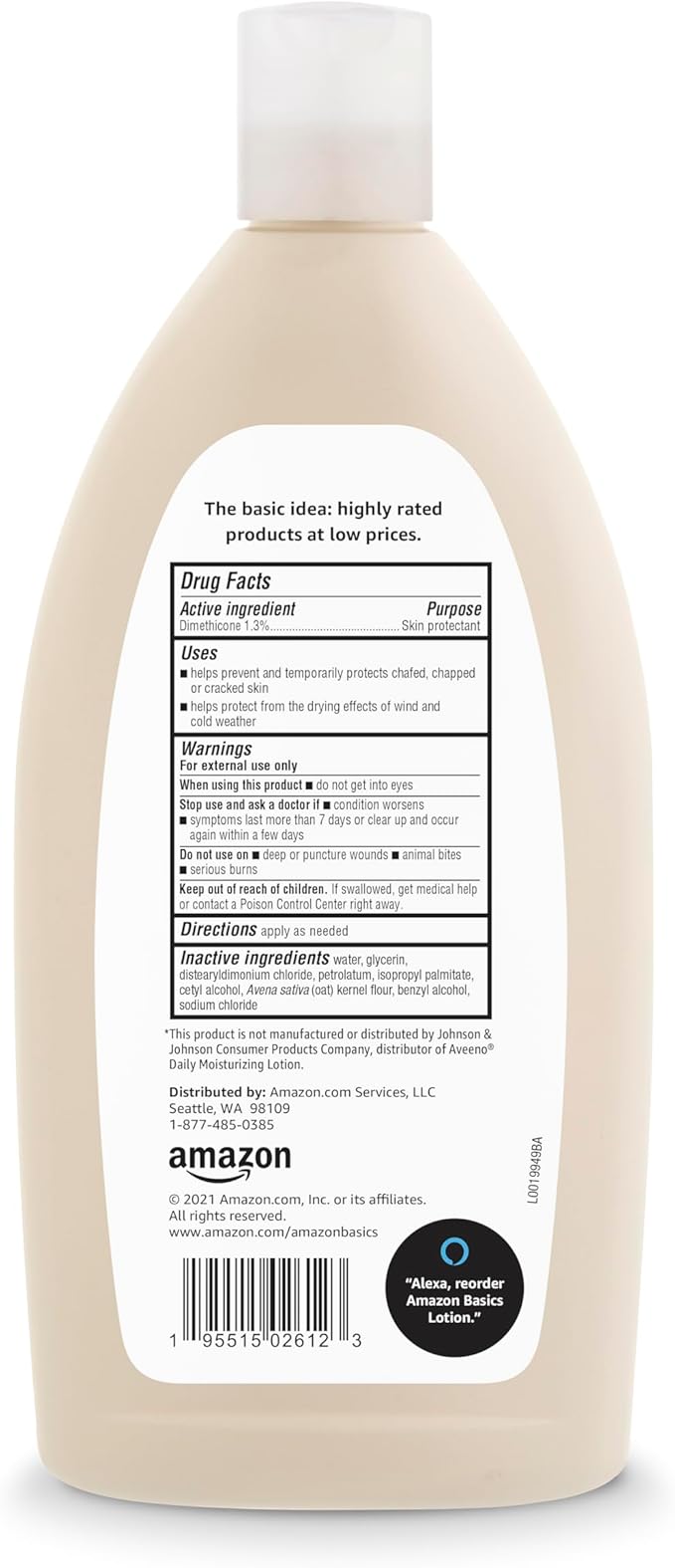 Amazon Basics Daily Oatmeal Body Lotion and Skin Protectant Moisturizer, Fragrance Free, 18 Fl Oz (Pack of 6) (Previously Solimo)