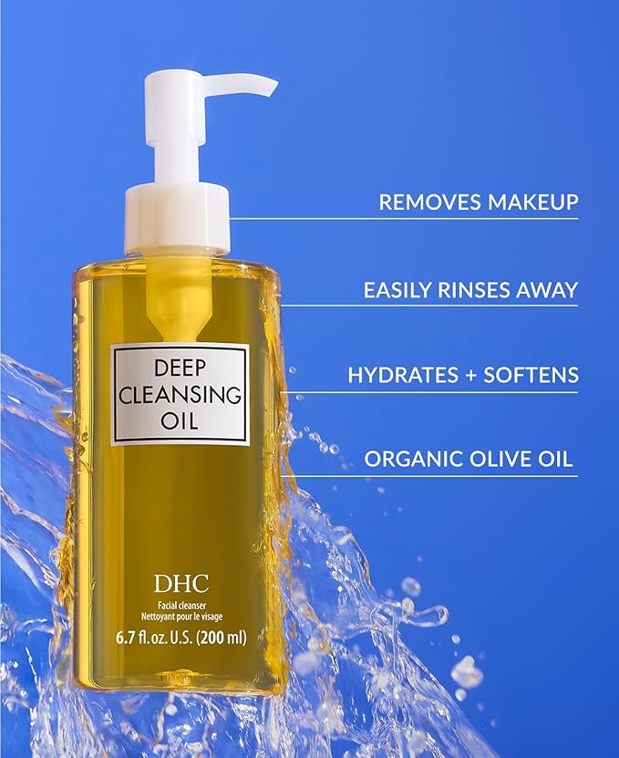 DHC Deep Cleansing Oil, Facial Cleansing Oil, Makeup Remover, Cleanses without Clogging Pores, Residue-Free, Fragrance and Colorant Free, All Skin Types, 6.7 fl. oz.