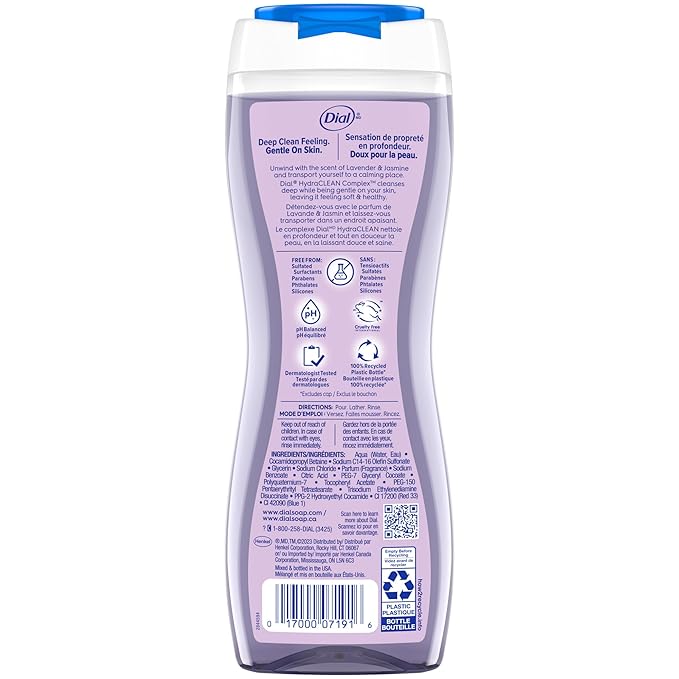 Dial Body Wash, Calm & Soothe Lavender & Jasmine Scent, 16 fl oz (Pack of 4)