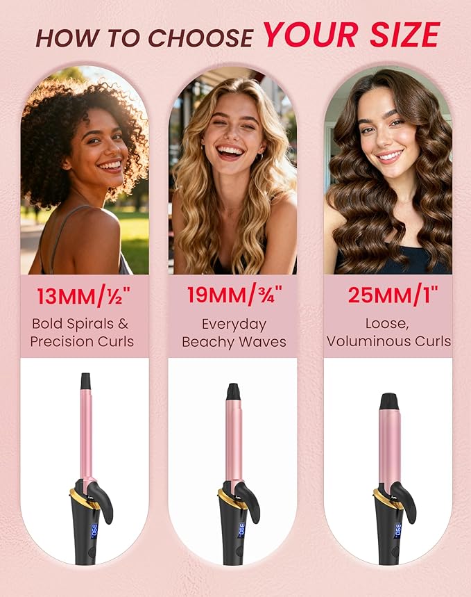 Ukliss Mini Curling Iron, Heats in 30s for Soft Waves & Curls, Dual Voltage Travel Curling Iron with 5 Temp & Anti-Scald Guard, Perfect for Short to Medium Hair,Travel Friendly (Black-Travel, 1 Inch)