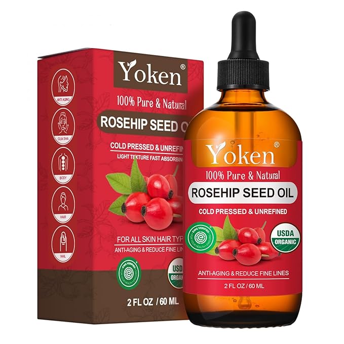 Organic Rosehip Seed Oil for Face,100 USDA Pure Rosehip Oils for Skin,Scars,Hair & Nails.2 fl Oz Cold Pressed Rose HIPS Oils for Skin Care, Anti-Aging, Scar Treatment, GUA SHA Massage Carrier Oil