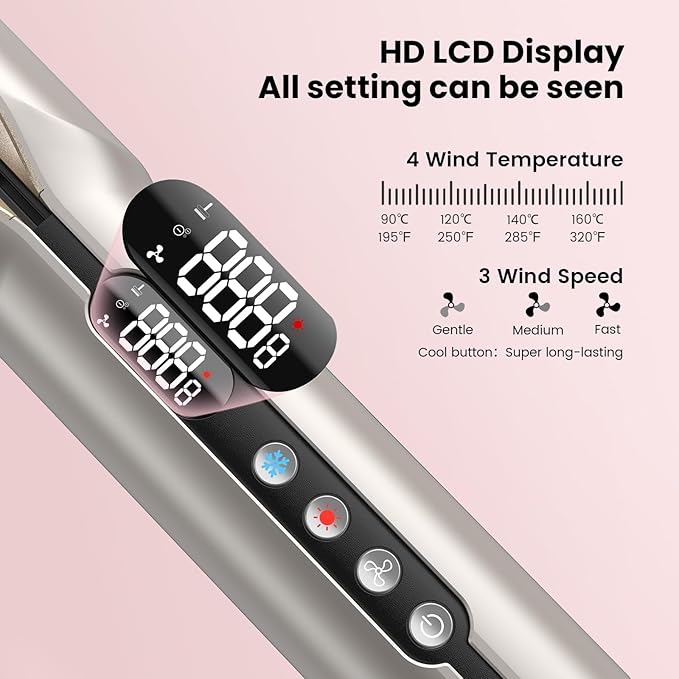 Hair Straightener - 2 in 1 Wet to Dry Hair Dryer and Straightener with High-Speed Airflow + Rapid Heat-Up + Customizable Temperature + LCD Display & Auto Shut-Off + No Heat Damage (Pure Gold)