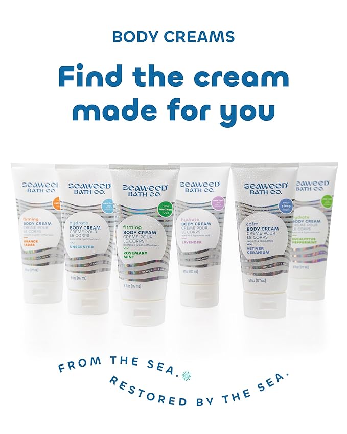 Seaweed Bath Co. Hydrate Body Cream - Unscented | Nourishing Moisturizer for Body and Hands | With Vitamin E, Hyaluronic Acid and Shea Butter For Dry Skin | 6 oz