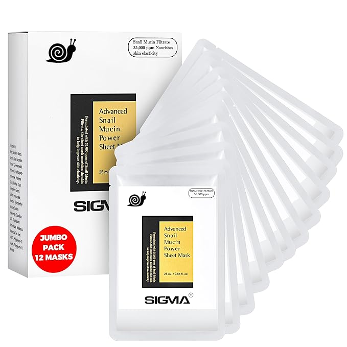$1.79 Each - Snail Mucin Face Masks 12 Pack Korean Skincare - Deep Moisturizing Sheet Masks for Dry Sensitive Skin - Hydrating Face Mask No Parabens Sulfates - Cruelty Free Never Tested Animals