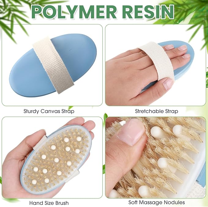 Gejoy 10 Pcs Dry Brushing Body Brush Exfoliating Brush with Massage Nodule Dry Skin Body Scrubber for Shower Bath Back Circulation Improvement Dead Skin Exfoliator (4.92 x 2.56 Inches,Sky Blue)