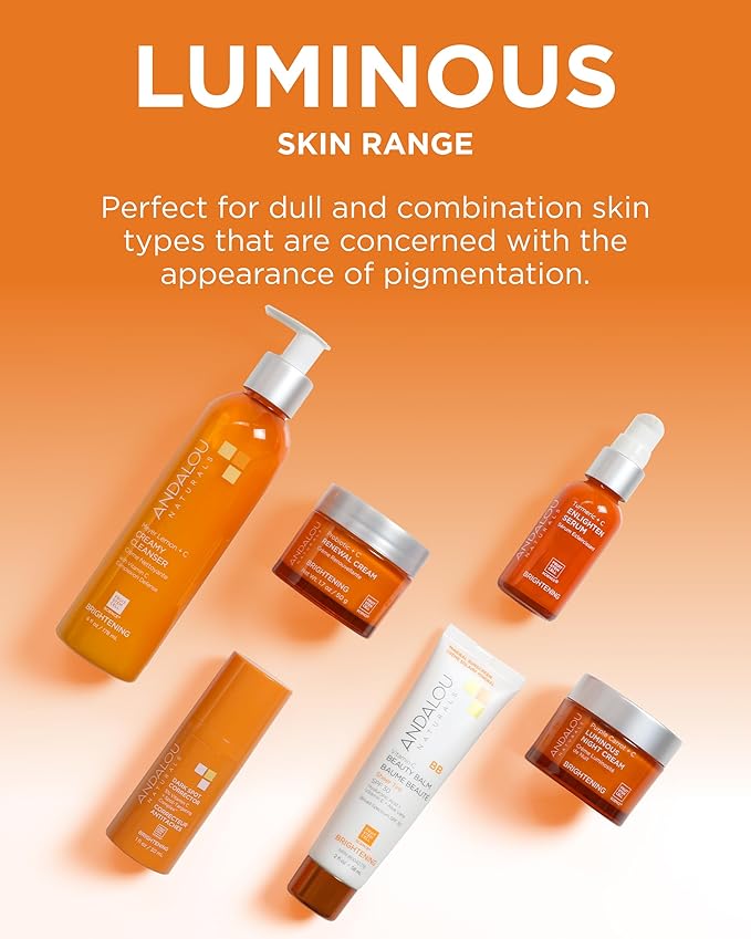 Andalou Naturals Illuminating Facial Toner Clementine + Vitamin C - Hydrating Face Mist Toner to Balance & Refresh Skin - with Fruit Stem Cell Complex Plus Aloe Vera - 6 fl oz