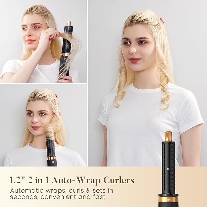 Air Styler 5 in 1, Auto-Wrap Curler, Cushion Massager, Oval Brush, Diffuser, Nozzle Attachment Hair Dryer Brush & Multi-Styler with 110,000 RPM High-Speed Powerful Motor