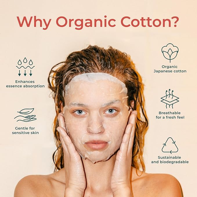 INNA ORGANIC Sheet Mask - Sleep Well Glow, Overnight Renewal, Restful Healing, Sustainable & Clean Beauty (Pack of 5) | Blue Tansy Essential Oils Infused Skin Care | Luxury Clean Beauty