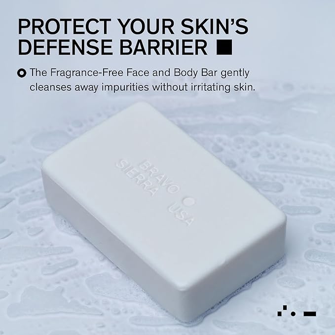 Bravo Sierra Face & Body Bar Soap for Women & Men - Moisturizing Bath Soap Cleanses, Hydrates & Balances Skin - Fragrance Free Gentle Face-to-Toe Body Wash Bar for All Skin Types, Vegan