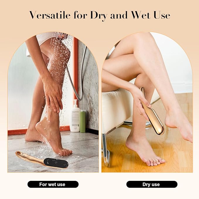 Glass Foot File and Callus Remover for Hard Skin, Cracked Heels - Heel File Pedicure Tool with Anti-Slip Grip, Fast Smooth Results, Wet and Dry Foot Scrubber Dead Skin Remover
