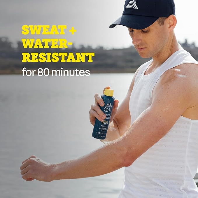 Oars + Alps Sunscreen Spray for Face & Body Spray Sunscreen Infused with Vitamin C & Antioxidants, No White Residue, Water & Sweat Resistant, All Skin Types, Lightweight, Hydrating, SPF 50, 6 Oz, 2pk
