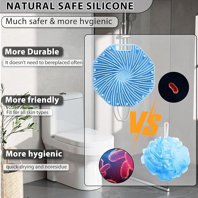 Silicone Body Scrubber, Exfoliating Body Scrubber for Sensitive Skin, Silicone Body Scrubber Shower Brush, Silicone Body Brush for Showering (Black, 1Pcs)