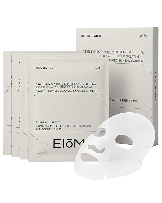 Trouble Patch Mask – Full-Face Acne & Sebum Control Sheet Mask with Tea Tree Biome, Visible Sebum Lift Results, Korean Skincare for Oily & Acne-Prone Skin | Stocking Stuffer Gift | 20ml x 4