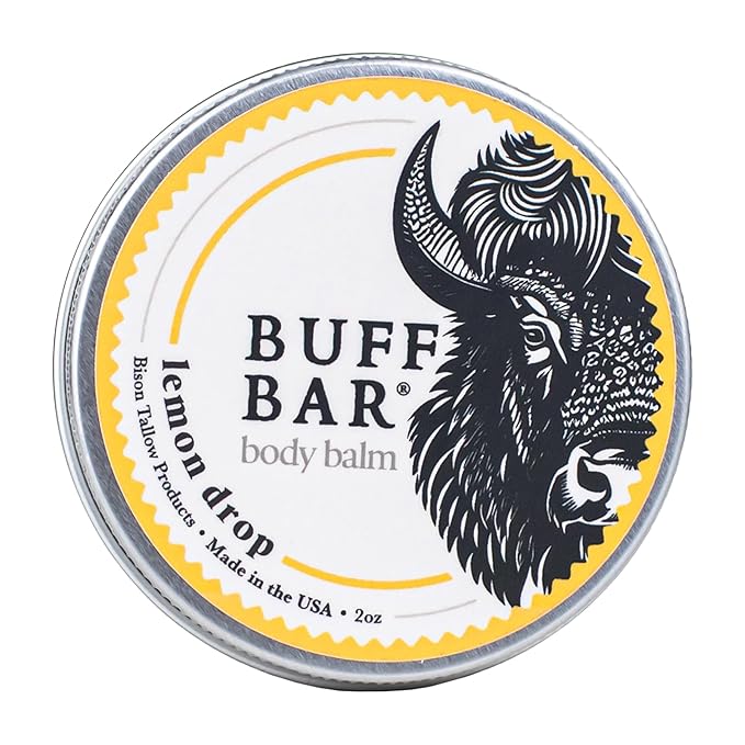 BUFF BAR Pure Bison Tallow Balm, Lemon Drop - Scents of Lemon, Orange, & Lemongrass - Body Butter, Hydrating, Naturally Derived, Replaces Lotion - For Dry, Rough Skin