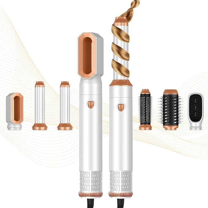 6 in 1 Hair Dryer Brush, Blow Dryer Brushies Ionic Hair Dryer, Oval Hot Air Brush, Hair Curler Straightener Magic Styler Autowrap Air Styler