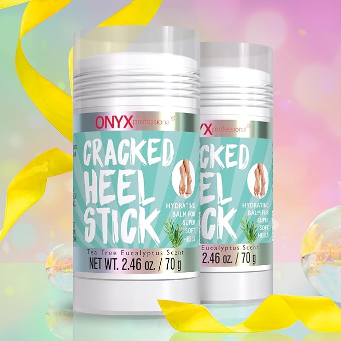 Onyx Professional Cracked Heel Repair Balm Stick, Tea Tree Eucalyptus Scent, 2 Pack - Dry Heels Dry Cracked Feet Treatment, Moisturizing Heel Balm Rolls On, No Mess Like Foot Cream or Foot Lotion