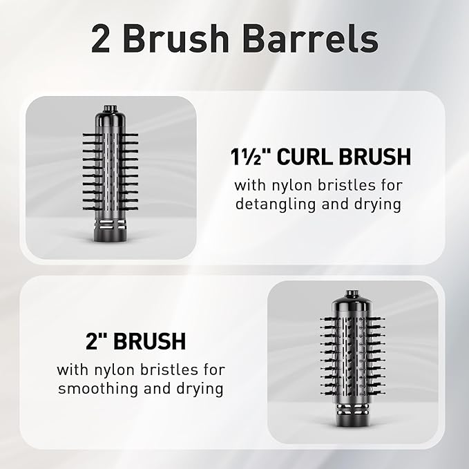 Beautimeter Hair Dryer Brush, Rotating Blow Dryer Brush with 2-Inch and 1.5-Inch Brushes, 3 in 1 Hot Air Styler and Rotating Brush, Hair Dryer Brush Blow Dryer Brush in One (Purple)