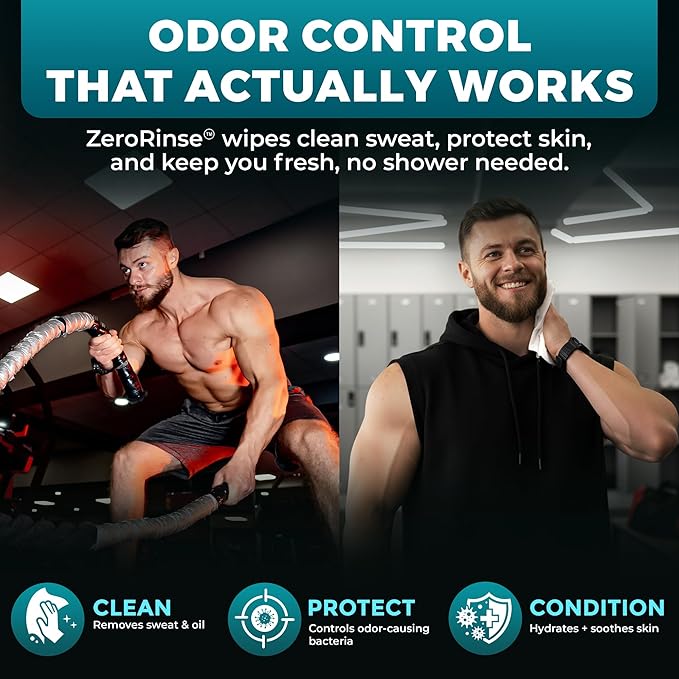 Travel Body Wipes for Men - 20 XL Shower Wipes for Adults Bathing No Rinse - Individually Wrapped 10”x10” Disposable Washcloths, Face Towels, Gym Mens Deodorant Sheets, Camping Essentials & Must Haves