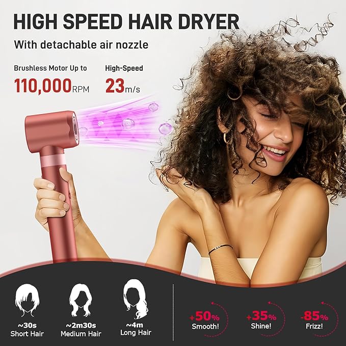 5 in 1 High-Speed Hot Air Styler - Professional Frizz-Free Hair Dryer Brush, Fast Drying Hair Dryer, No Heat Damage Air Styler Wrap - Curl, Volumize, Straighten with Travel Bag Gift for Women