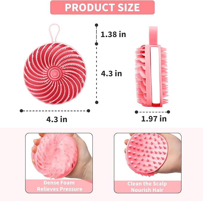 Larger Silicone Body Scrubber&Scalp Massager Hair Growth,Dual Sided Dual-Use,Exfoliating Body Scrubber,Wet&Dry Brush for Hair Massager Scalp,Silicone Shower Scrubber(Pink)