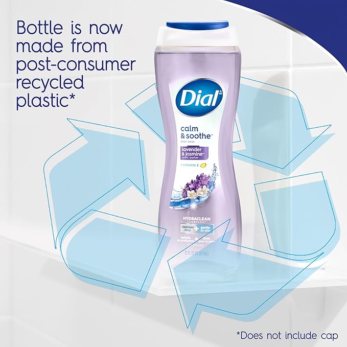 Dial Body Wash, Calm & Soothe Lavender & Jasmine Scent, 16 fl oz (Pack of 4)