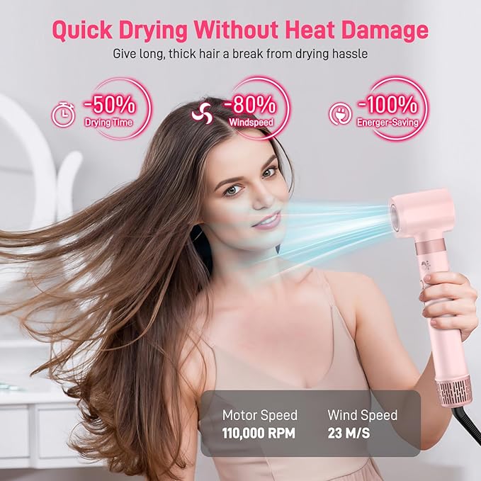 Dual Voltage Hot Air Styler Wrap - 5 in 1 Hair Dryer Brush with Fast Drying Blow Dryer, Styling, Straightening & Volumizing with Travel Bag (100V–240V) Gift for Women