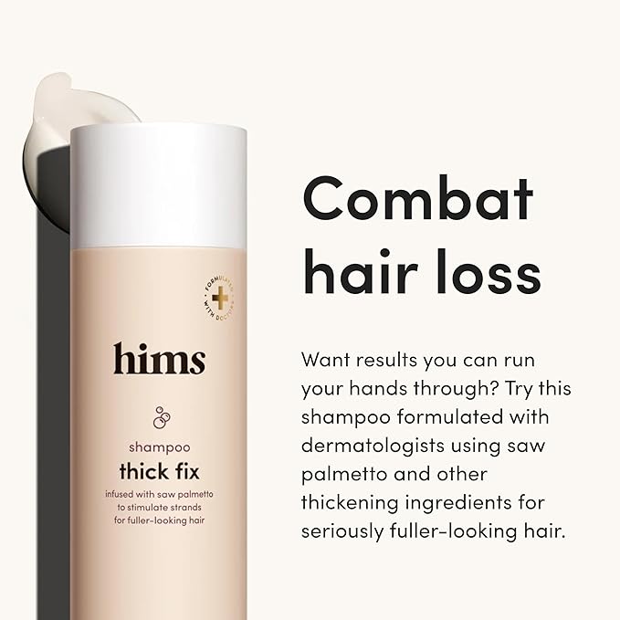 hims Thick Fix Shampoo - Saw Palmetto for Healthy Hair Growth & Thickening - Scalp Cleansing - Vegan, Sulfate-Free & Cruelty-Free - Eucalyptus Scent, 2 pack 6.4 fl oz