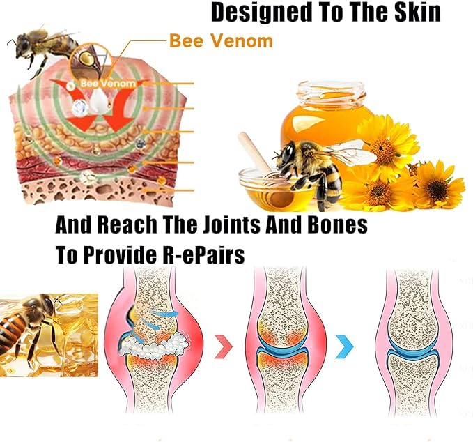2 Bottles Bee Venom Joint Cream, Naturaly Soothing Balm for Knee, Neck, Back & Hands