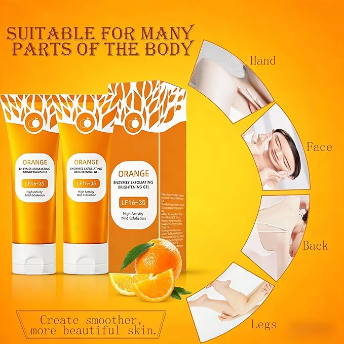 Orange Exfoliating Gel for Face & Body, 2026 Exfoliating Cleansing Gel Scrub, Pore Orange Peeling Scrub, Deep Clean Pores, Remove Blackheads & Moisturize Skin, All Types Skin