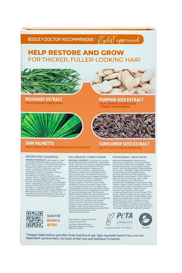 BosleyMD BosRevive Color-Safe Hair Care Kit for Thinning Hair, Starter Size (30 Days) – Shampoo, Conditioner & Thickening Treatment with Biotin, Panthenol & Botanical Extracts