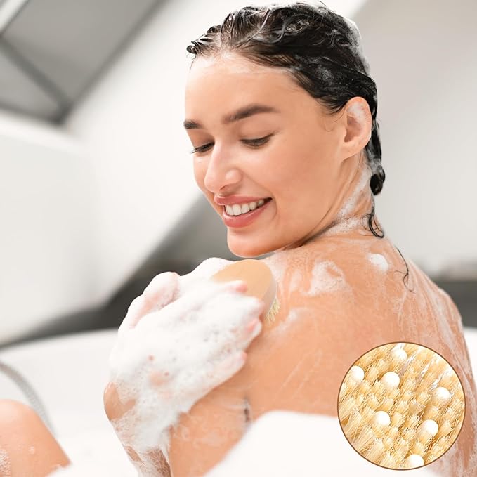 10 Pcs Dry Brushing Body Brush, Natural Bristle Exfoliating Brush Exfoliating Brushes with Massage Nodule Dry Skin Body Scrubber for Shower Blood Circulation, Deep Exfoliation for Smooth Skin