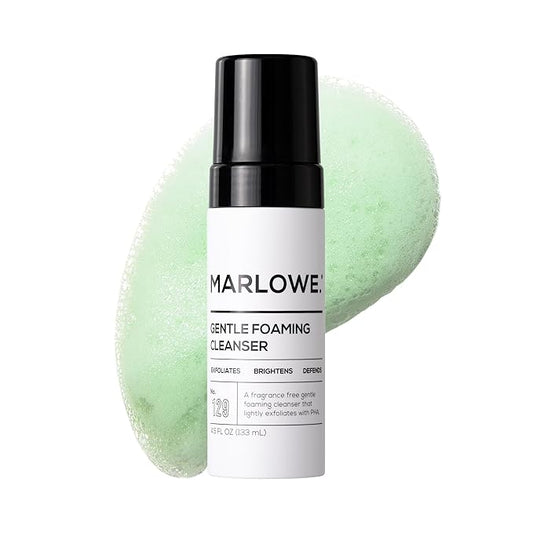 MARLOWE. No. 129 Gentle Foaming Facial Cleanser 4.5 Oz, Exfoliating, Brightening & Protective Daily Mens Face Wash with PHA, Natural Green Tea Extracts & Antioxidants, Unscented & Vegan