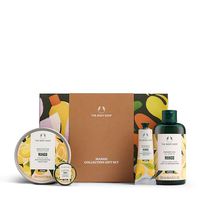 The Body Shop Mango Collection Gift Set - 4 Piece Set, Shower Gel, Body Butter, Lip Butter, Hand Balm, Vegan
