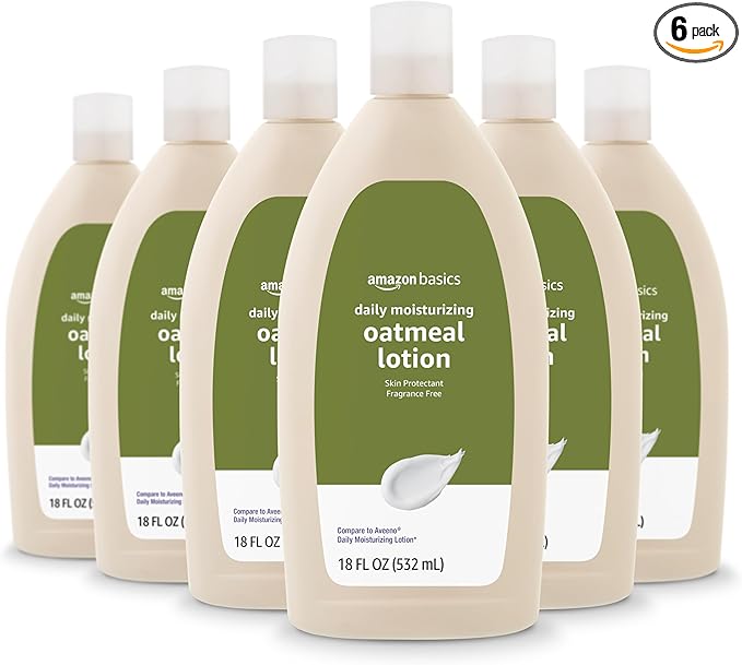 Amazon Basics Daily Oatmeal Body Lotion and Skin Protectant Moisturizer, Fragrance Free, 18 Fl Oz (Pack of 6) (Previously Solimo)