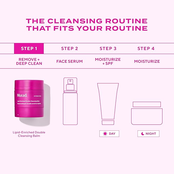 Murad Lipid-Enriched Double Cleansing Balm - Hydrating Balm-to-Oil Face Cleanser & Makeup Remover – Removes Long-Wear Makeup & SPF – Barrier Repair with Ceramides & Camellia Oil – 1.7 Fl Oz