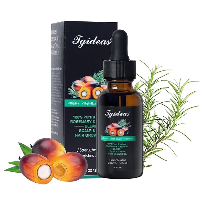 Tgideas Rosemary and Batana Oil Hair Oil Natural Plant Extracts - Nourishes Scalp and Strengthens Hair - Suitable for All Hair Types, Eyelashes and Eyebrows