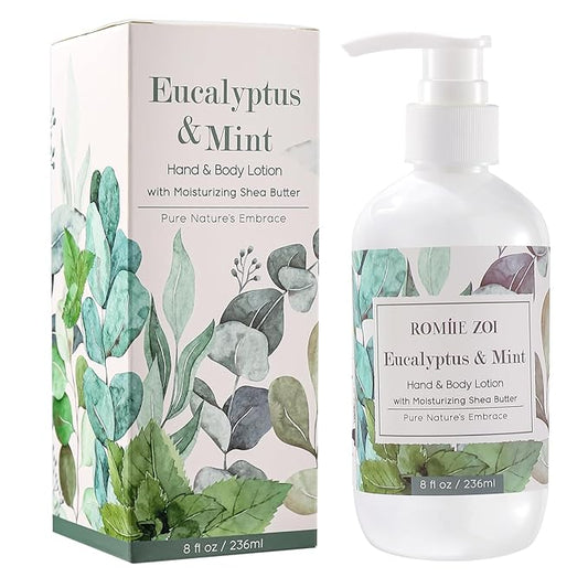ROMIIE ZOI Daily Hand & Body Lotion with Moisturizing Shea Butter - Eucalyptus & Mint - 236 ML / 8 FL OZ