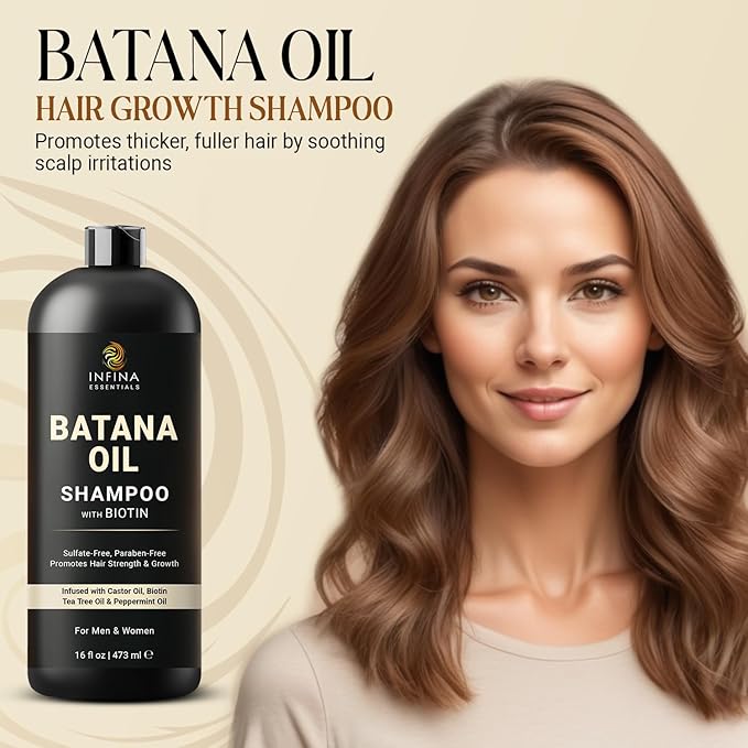 Batana Oil Shampoo | 16 fl oz | with Biotin & Tea Tree | Moisturizing, Strengthening & Nourishing Formula | Promotes Hair Growth and Thickness