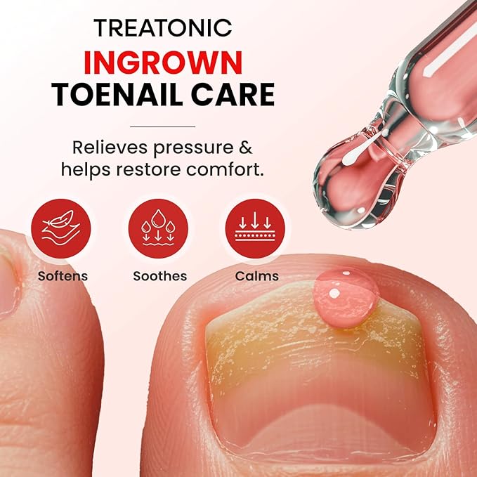 Treatonic Ingrown Toenail Treatment Kit – Nail Softening Drops & Precision Clippers Removal Set for Ingrown Toenail Care, Thick Curved Nails, Hard-to-Trim Toenails – Ingrown Toenail Tool for Home Use