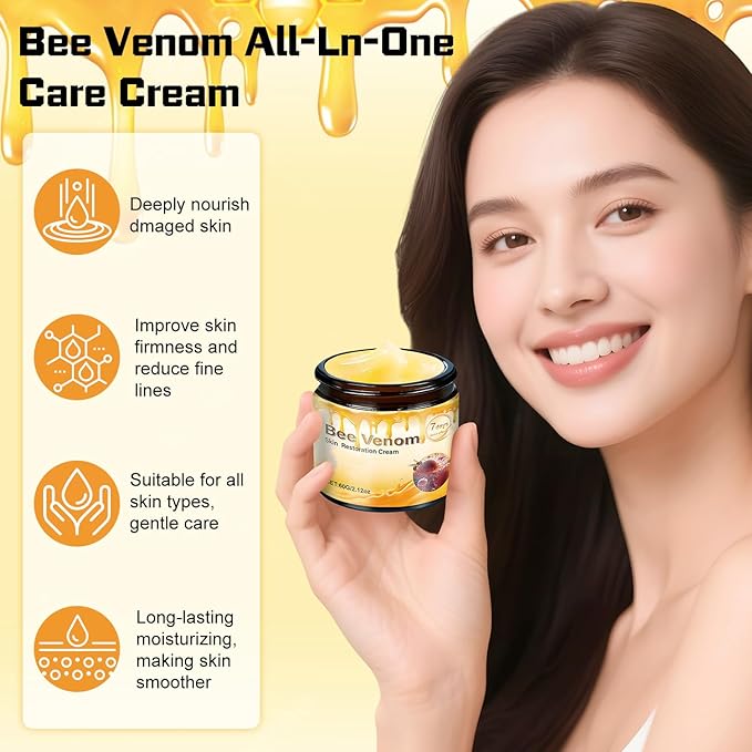 2 PCS Bee Venom Skin Restoration Cream,Bee Venom Skin Treatment Cream,Firms and Rejuvenates, Quickly Smoothing Out Wrinkles and Fine Lines