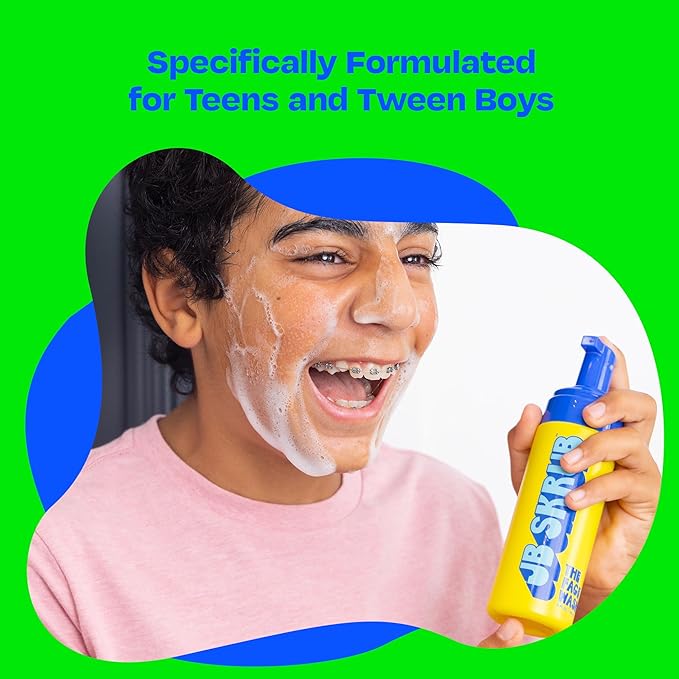 JB SKRUB Foaming Acne Face Wash and Citrus Scented Boys Body Wash Gift Set - Teen,Tween and Kid Skincare Duo - Fight Acne, Conquer Adolescent Funk with Confidence