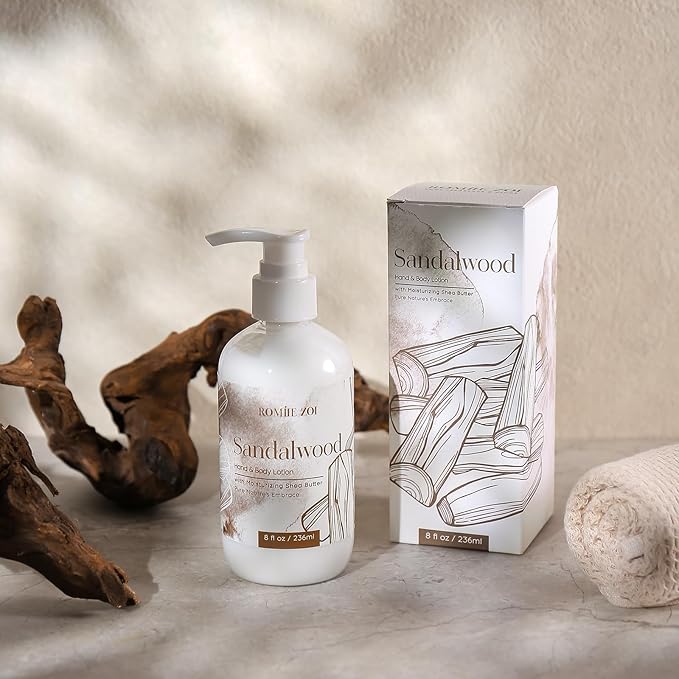 ROMIIE ZOI Daily Hand & Body Lotion with Moisturizing Shea Butter for All Skin Type- Sandalwood - 236 ML / 8 FL OZ