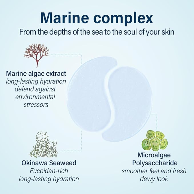 Ocean Oracle Hydrating Hydrogel Eye Patches 28 Pairs, 5-Min Soothing Eye Masks with Marine Algae & Seaweed Blend, Rejuvenating Eye Pads for Tired Eyes, Spa Relaxation Gifts for Women & Men