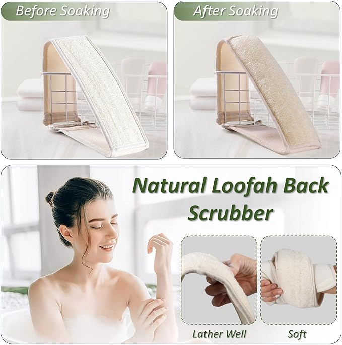 Natural Loofah Exfoliating Body Scrubber for Men and Women, Loofah Sponge Pads & Body Sponges Scrubber, Luffa Sponge to Clean & Relax Your Body Deeply (1 Pack)