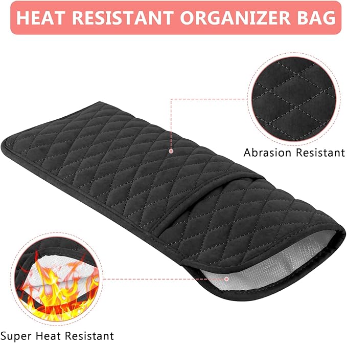 Heat Resistant Hair Tools Organizer Bag Portable Travel Storage Cover Pouch for Hair Straighteners, Curling Irons, Flat Irons and Hot Styling Tools(13.8" x 5.5")