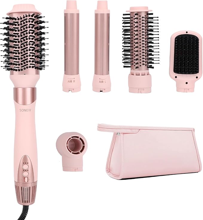 6-in-1 Multi Hair Styler | Air Styling & Drying System | Powerful Hair Dryer Brush | No Heat Damage | Auto-Wrap Curlers, Oval Brush, Round Brush, Comb & Storage Bag